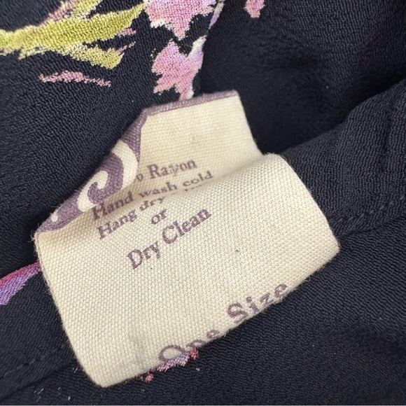 Salaam! Skirt water color flowers floral black multi color long maxi skirt cute - Picture 4 of 6